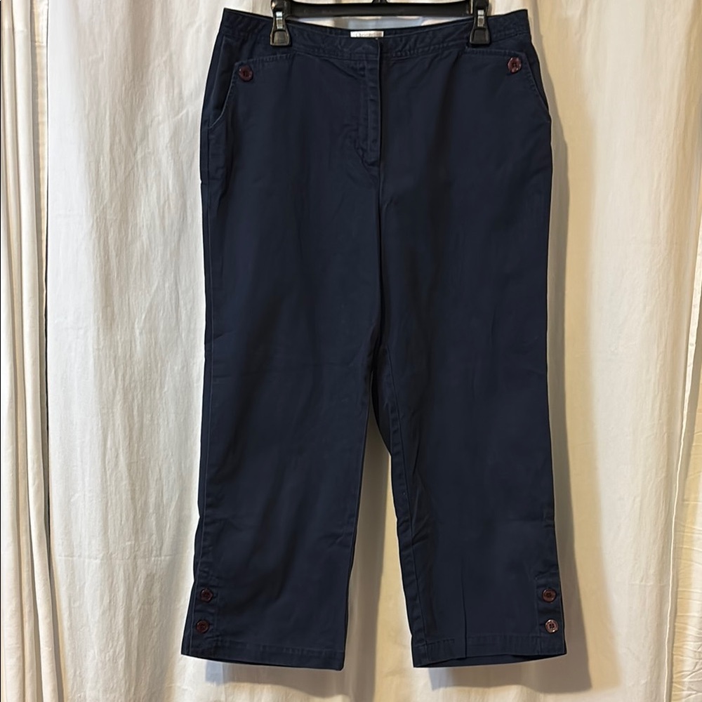 Christopher & Banks navy blue capris with button accents